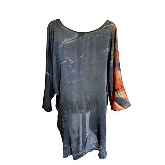 Biya Johnny Was 100% Silk Tunic Blouse Top Dress S Oversized Boho Artwear - Picture 2 of 11